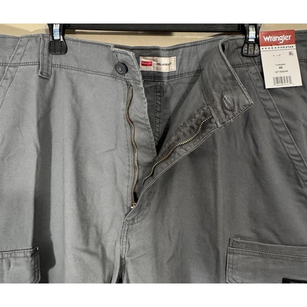 Wrangler Cargo Shorts Men 40 Relaxed Fit Cotton Gray Outdoors Trail Casual‎ NEW